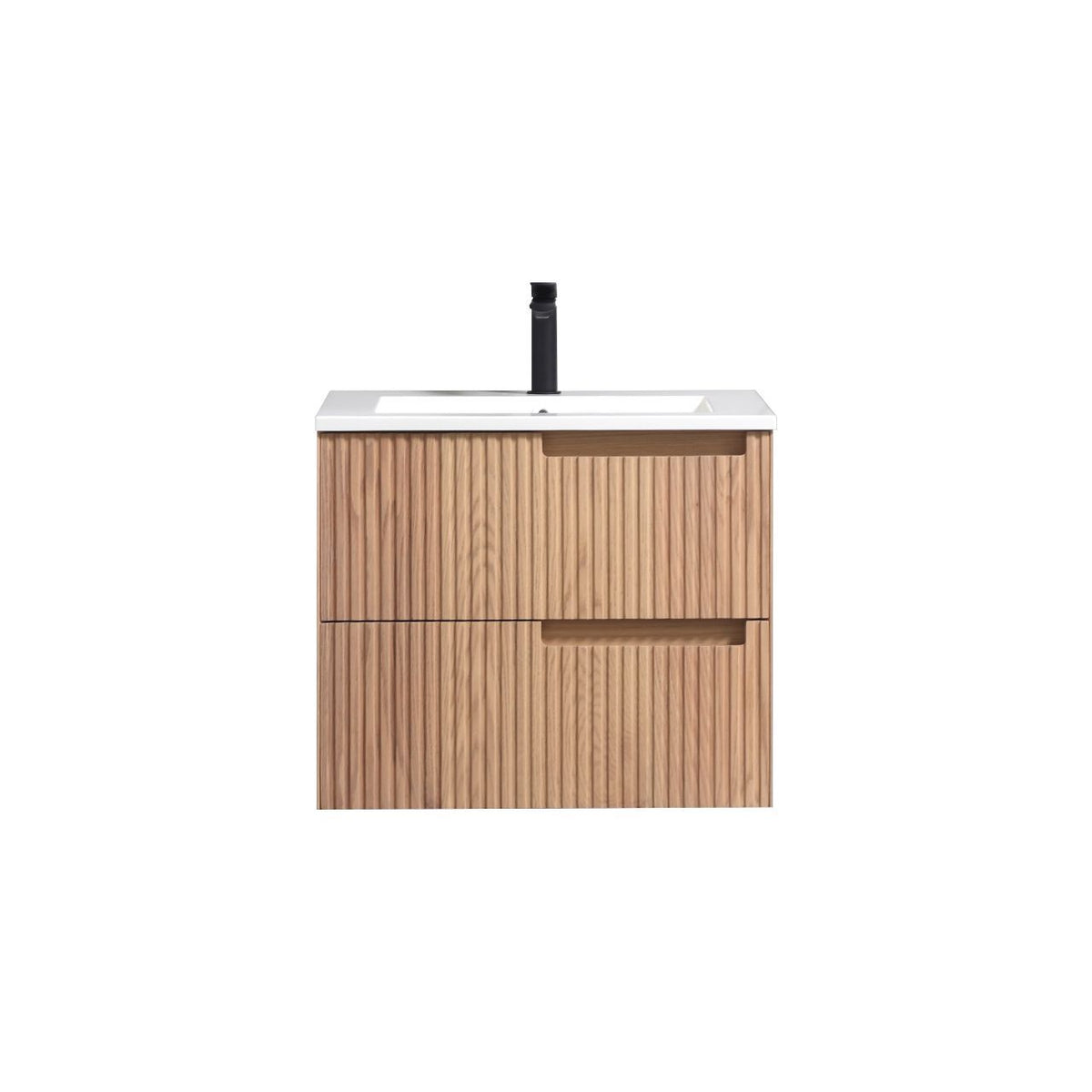 Fiore 24” Modern Fluted Wall Mount Bathroom Vanity