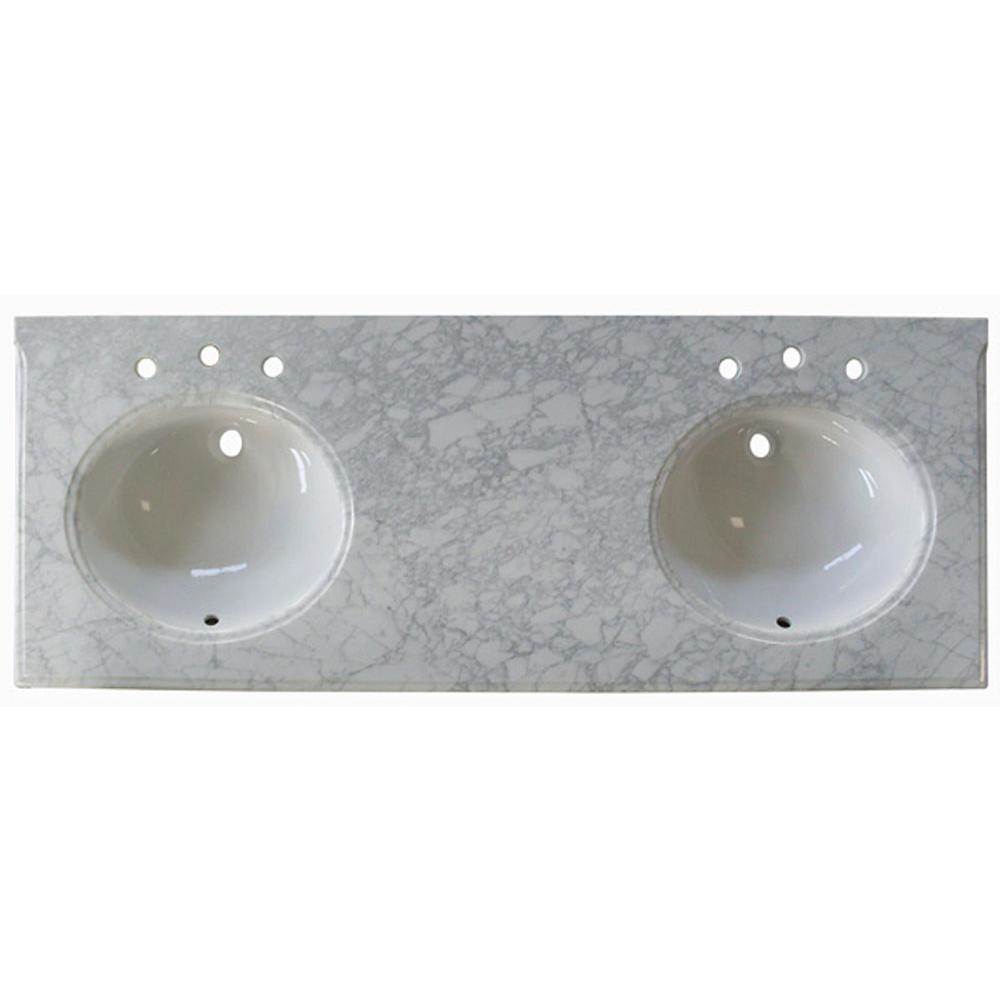 61'' Marble Double Sink Bathroom Vanity Countertop
