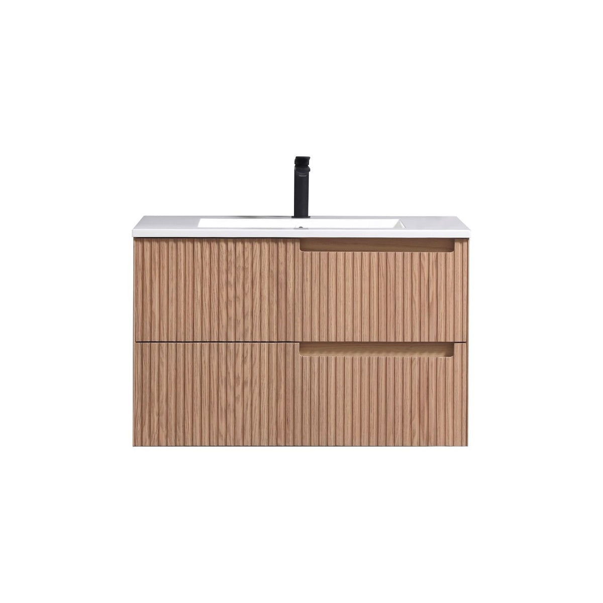 Fiore 32” Wall Mount Fluted Bathroom Vanity