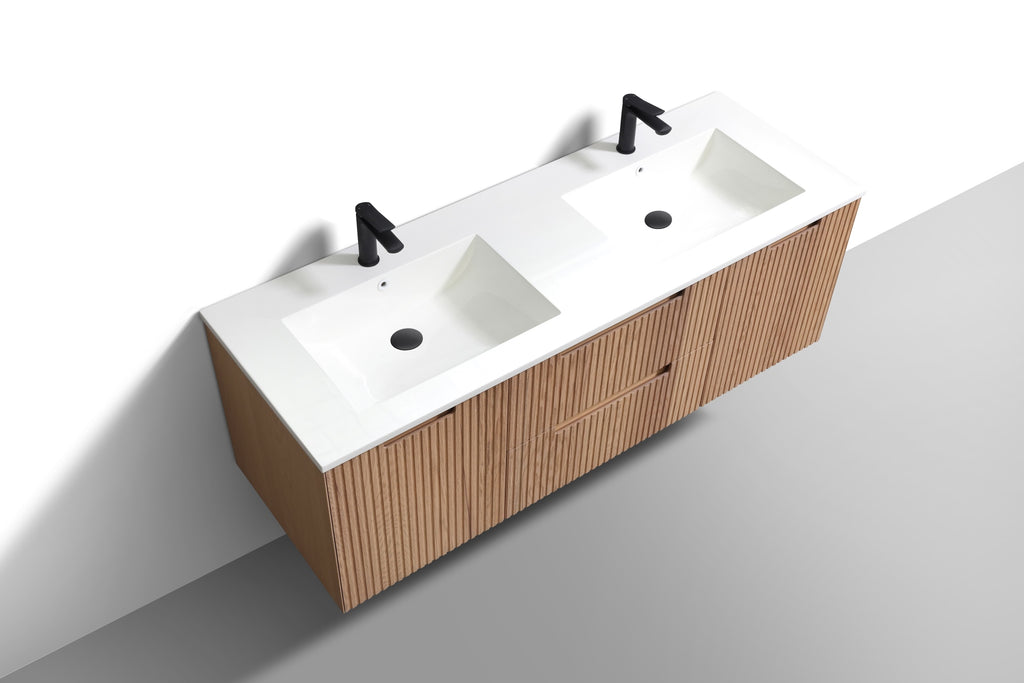 Kubebath Fiore 60" Double Sink Wallmount Vanity