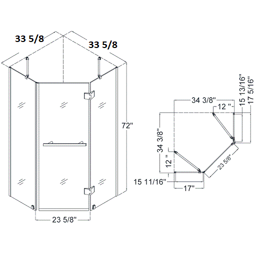 Julia Chrome 40-inch Shower Enclosure Center Door