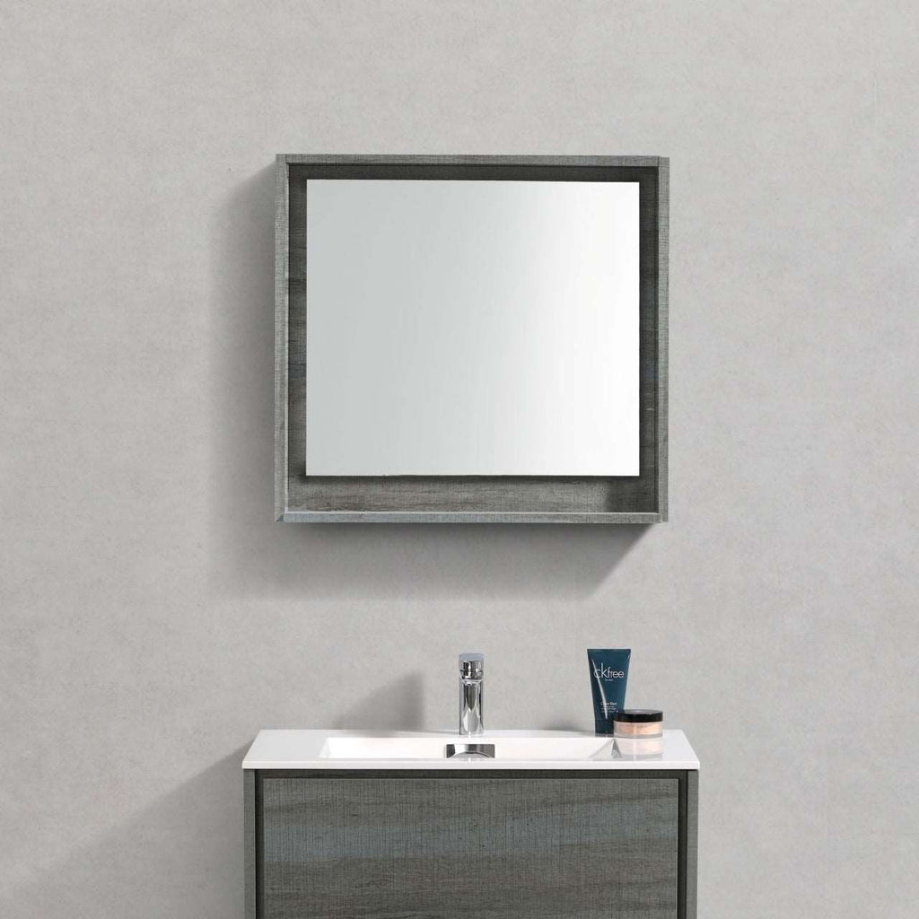 30” Wood Framed Bathroom Vanity Mirror with Shelf Available in Nine Colours