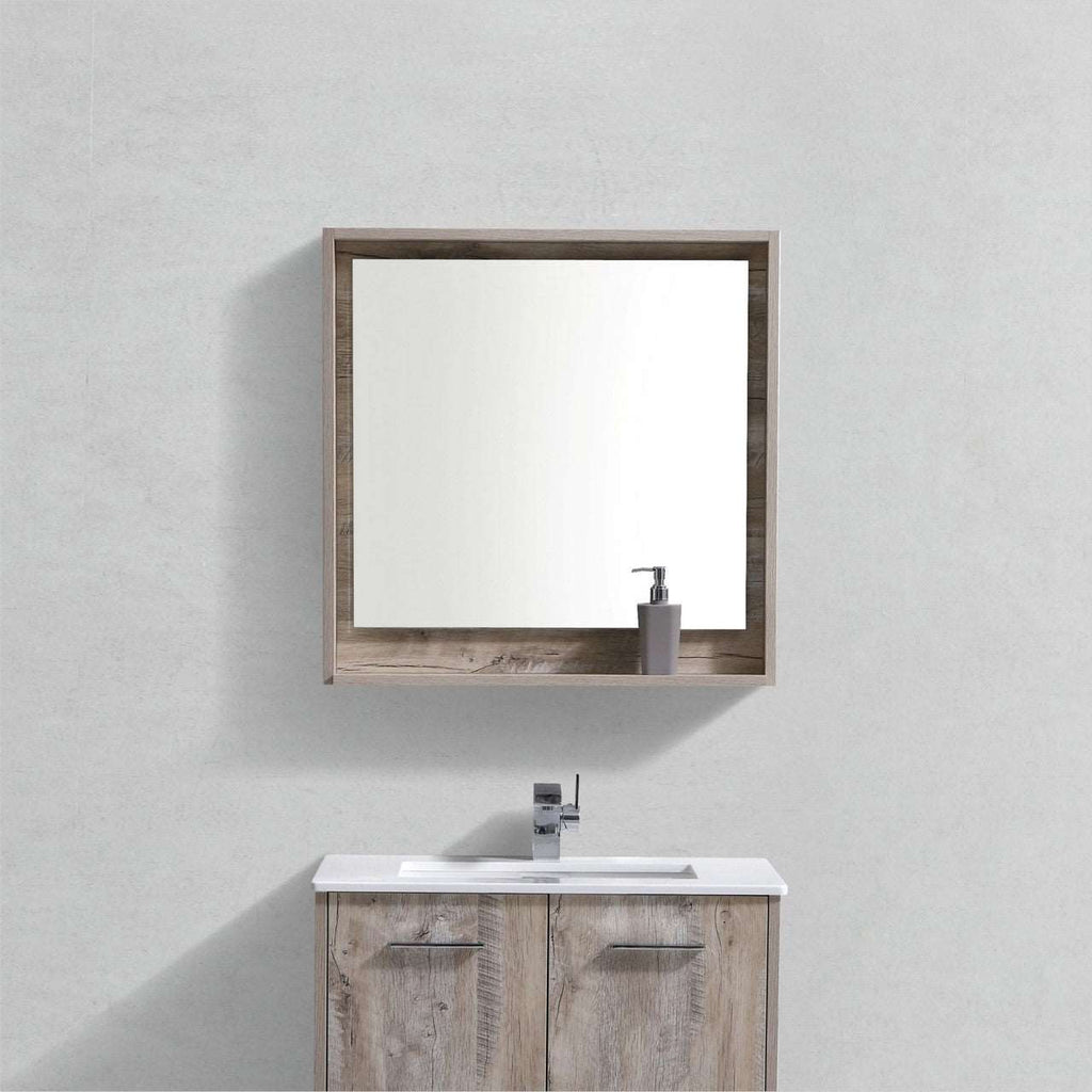 30” Wood Framed Bathroom Vanity Mirror with Shelf Available in Nine Colours