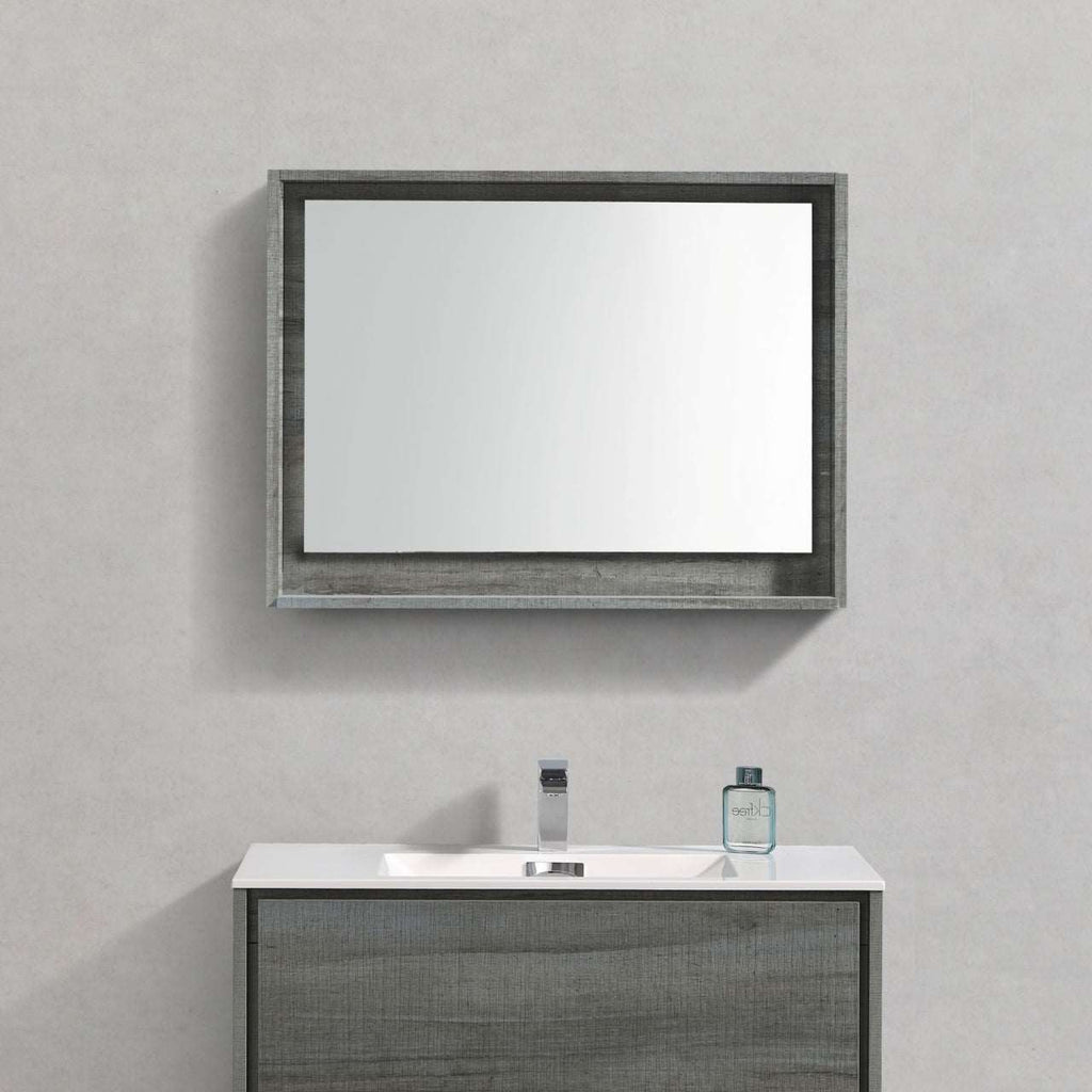 36” Wood Framed Bathroom Vanity Mirror with Shelf Available in Nine Colours