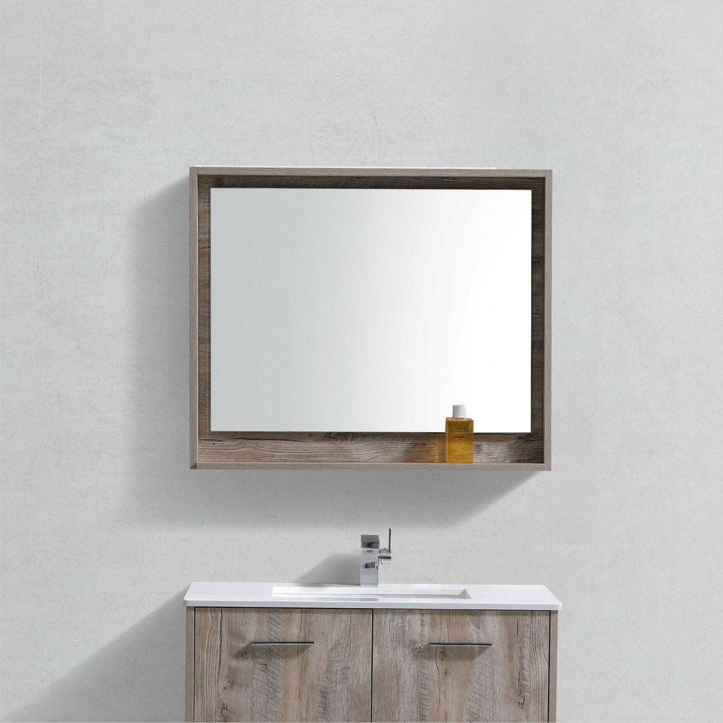 36” Wood Framed Bathroom Vanity Mirror with Shelf Available in Nine Colours