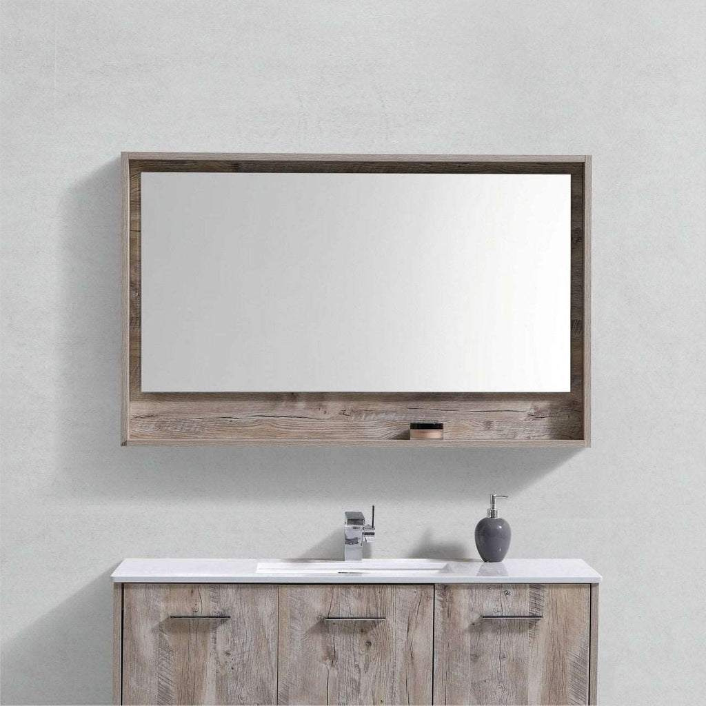 48” Wood Framed Bathroom Vanity Mirror with Shelf Available in Nine Colours