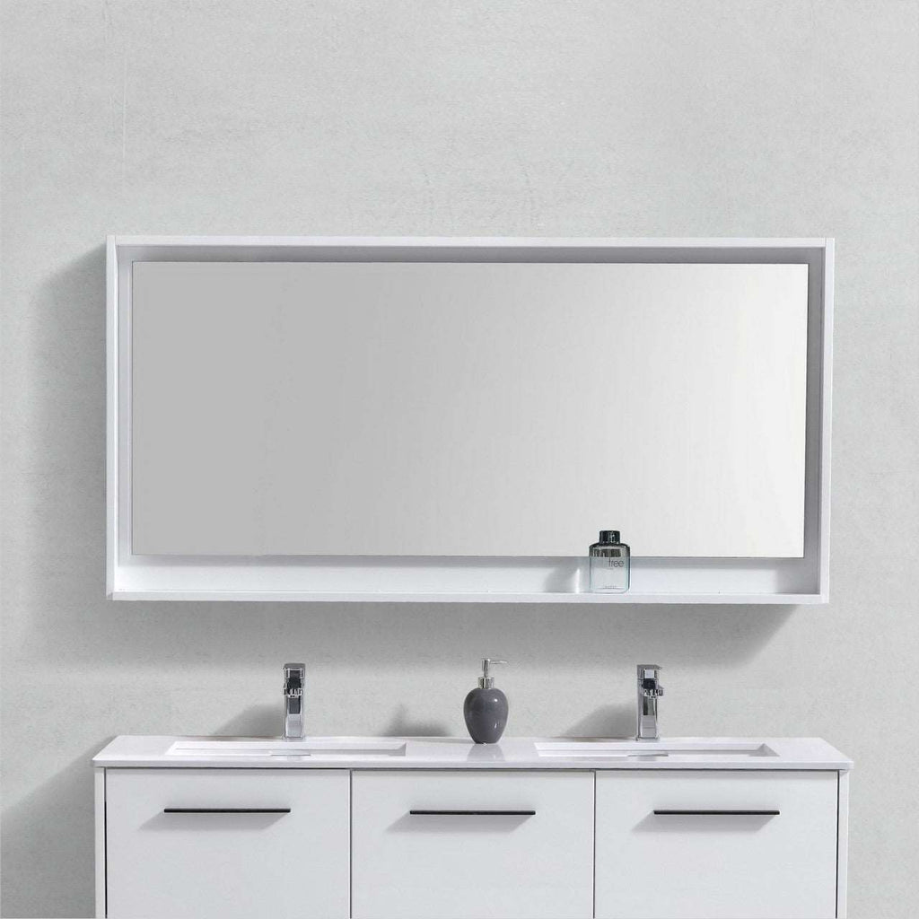 60” Wood Framed Bathroom Vanity Mirror with Shelf Available in Nine Colours