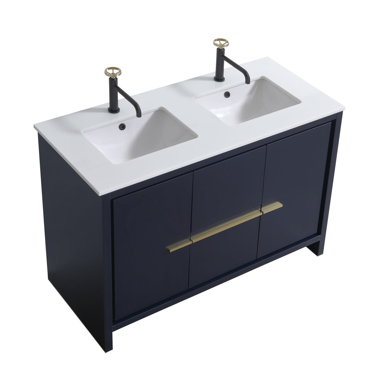 Daylight 48 In. Freestanding Double Sink Bathroom Vanity with Ceramic Sink  Top