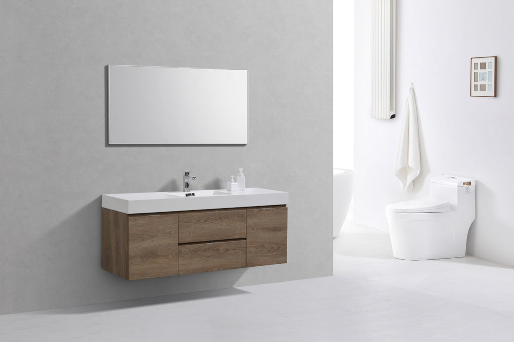 wood look wall mount bathroom vanity modern, luxurious 60-inch bathroom vanity offers a sleek design that's both stylish and functional with a single sink giving extra countertop space. 