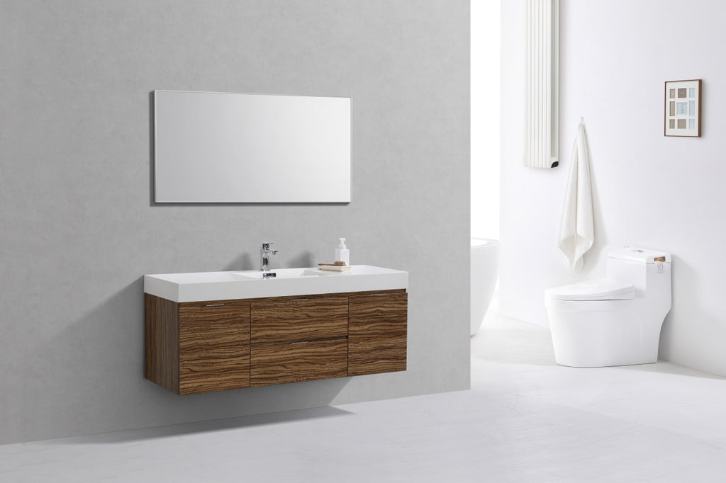 warm wood look bathroom vanity. modern, luxurious 60-inch bathroom vanity offers a sleek design that's both stylish and functional with a single sink giving extra countertop space. 