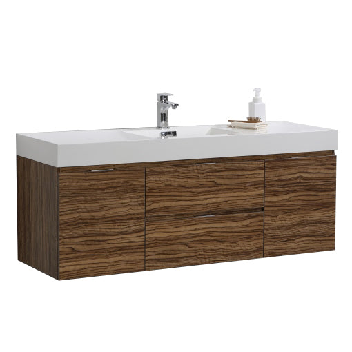 wood look warm bathroom vanity. modern, luxurious 60-inch bathroom vanity offers a sleek design that's both stylish and functional with a single sink giving extra countertop space. 