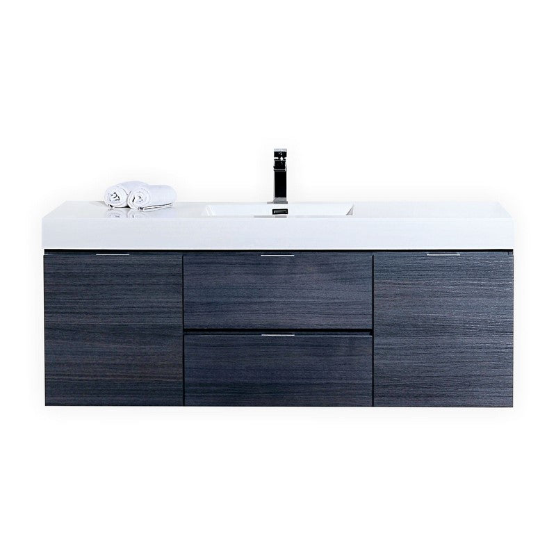 grey wood look bathroom vanity. modern, luxurious 60-inch bathroom vanity offers a sleek design that's both stylish and functional with a single sink giving extra countertop space. 