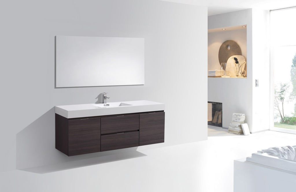 dark wood look bathroom vanity modern, luxurious 60-inch bathroom vanity offers a sleek design that's both stylish and functional with a single sink giving extra countertop space. 